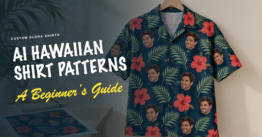AI Hawaiian Shirt Patterns: A Beginnerβs Guide, with a personalized tropical shirt mockup.