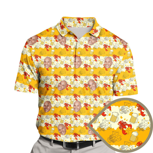 Beer And Crawfish | Funny Golf Shirts with Faces or Logos