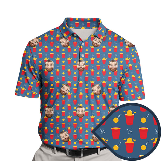 Beer Pong | Funny Golf Shirts with Faces or Logos