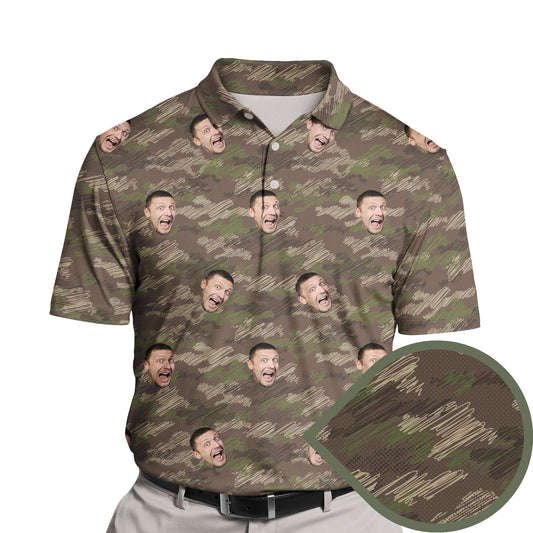 Brown Camo Crew | Funny Golf Shirts with Faces or Logos
