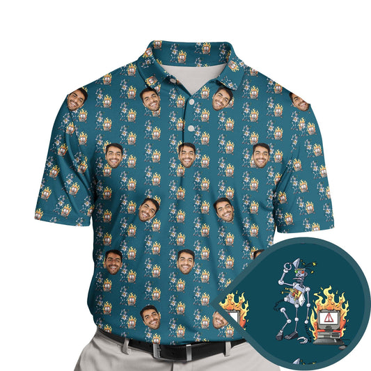 Quirky Robot Fails | Funny Golf Shirts with Faces or Logos