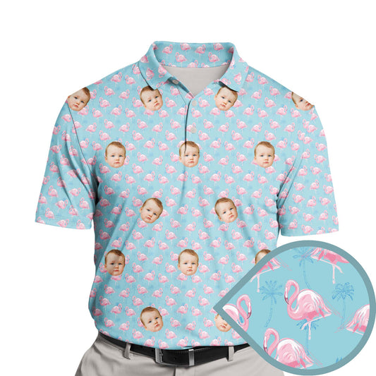 Tropical Pink Flamingo | Funny Golf Shirts with Faces or Logos