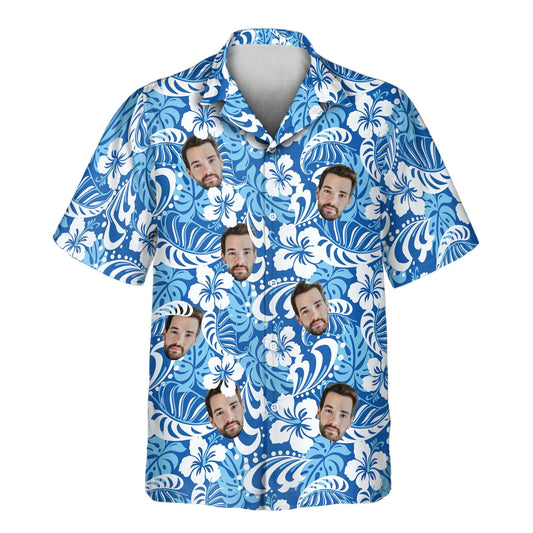 Royal Blue Tropics | Aloha Custom Hawaiian Shirts with Faces or Logos