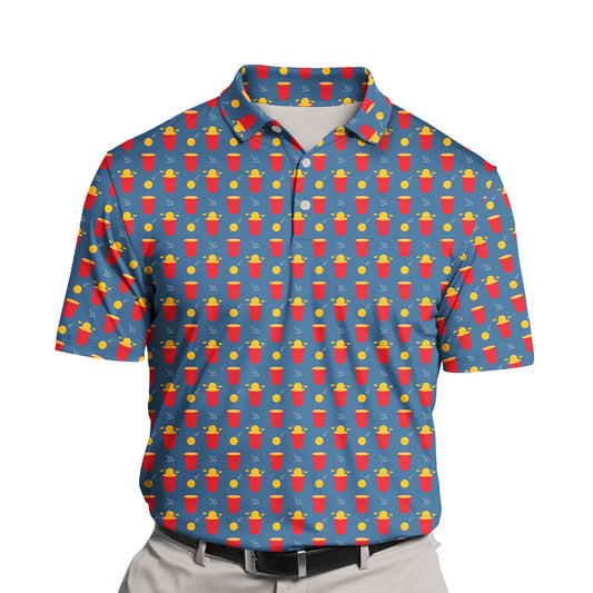 Beer Pong | Funny Golf Shirts with Faces or Logos