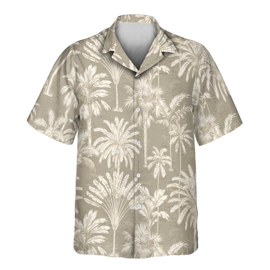 Monochrome Tropics in Cotton Grey | Aloha Custom Hawaiian Shirts with Faces or Logos