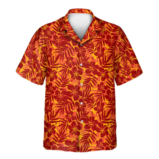 Red and Orange Tropical Silhouettes | Aloha Custom Hawaiian Shirts with Faces or Logos
