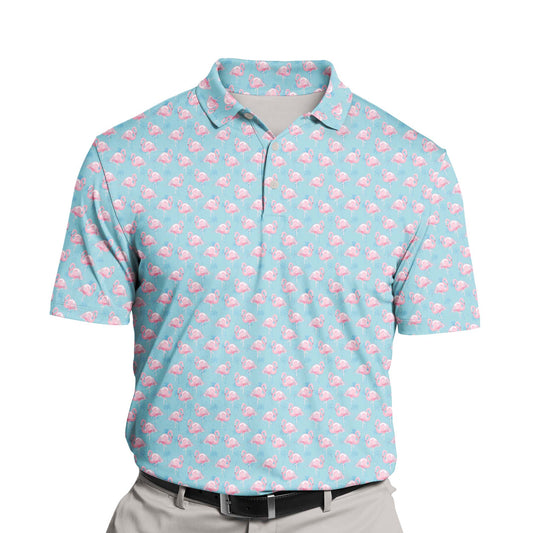 Tropical Pink Flamingo | Funny Golf Shirts with Faces or Logos