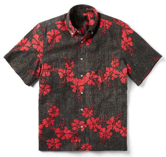 50th State Flower - Black Hawaiian Shirt