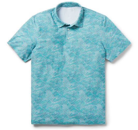 Aqua Molokai Channel Performance Polo Hawaiian Shirt