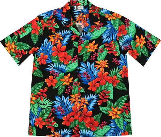 Floral Hipster Black Hawaiian Shirt