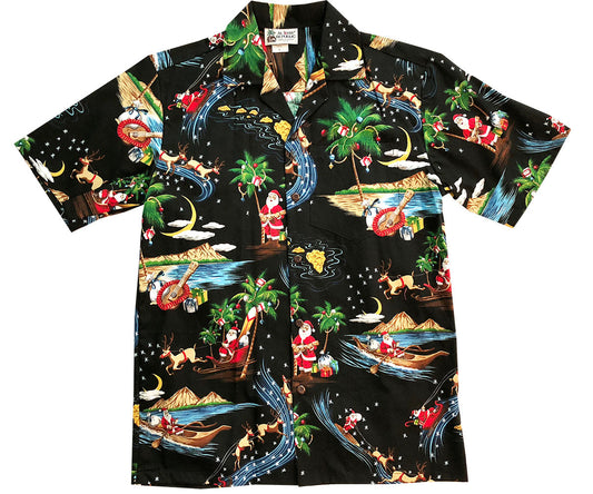 Black Tropical Pole Christmas Hawaiian Shirt
