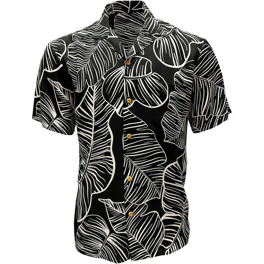 Black Taro Leaf Hawaiian Shirt