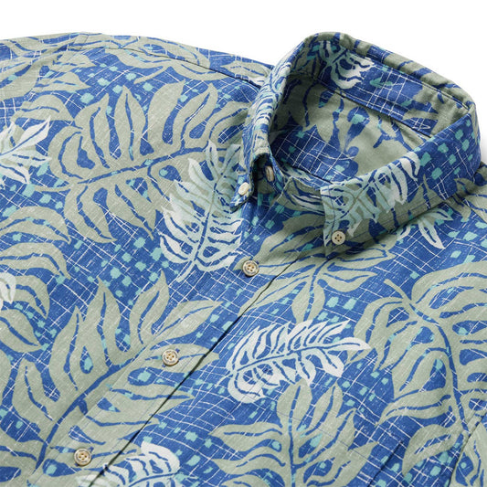 Blue Monstera Modern Hawaiian Shirt