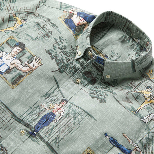 Bruce Lee Little Dragon - Jade Hawaiian Shirt