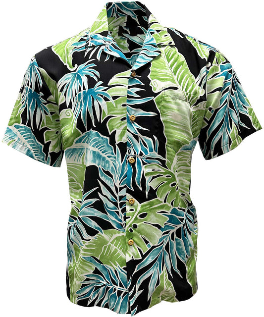 Cabana Palms - Black Hawaiian Shirt