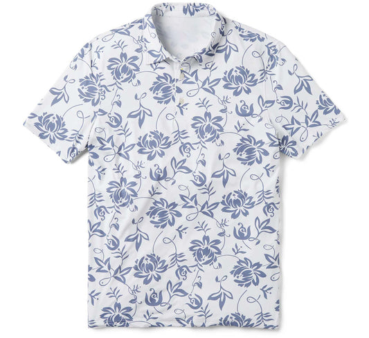 Classic Pareau Performance Polo - White Hawaiian Shirt