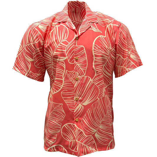 Coral Taro Leaf Hawaiian Shirt