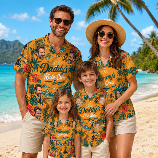 Daddy's and Mommy's Ride Crew Family Matching Hawaiian Shirt Set