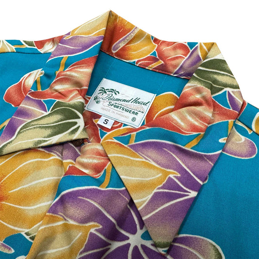 Lagoon Retro Anthurium Panel Hawaiian Shirt
