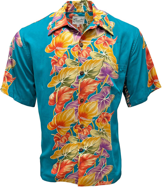 Lagoon Retro Anthurium Panel Hawaiian Shirt