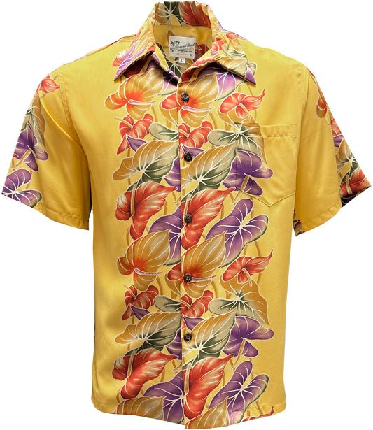 Faded Sun Retro Anthurium Panel Hawaiian Shirt