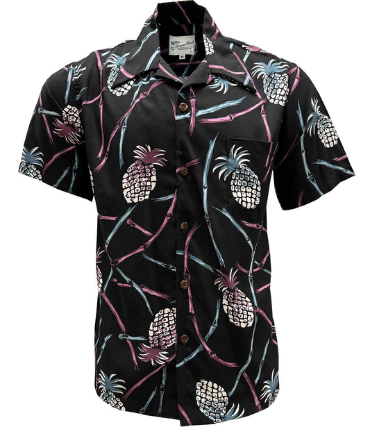 Midnight Retro Pineapple Bamboo Hawaiian Shirt