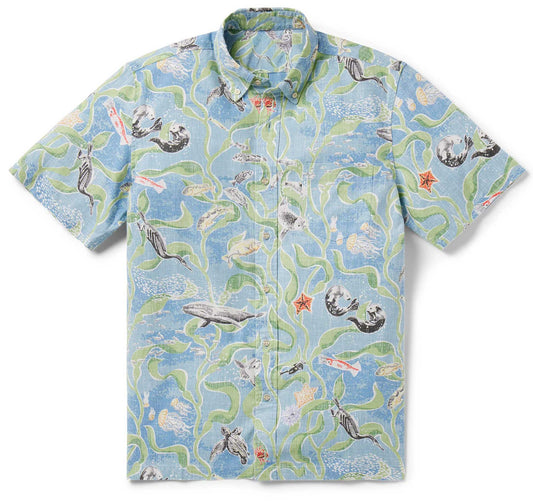 Faded Denim Monterey Bay Hawaiian Shirt