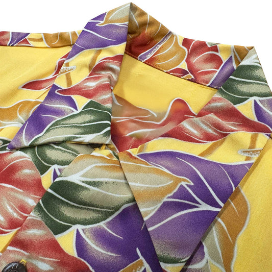 Faded Sun Retro Anthurium Panel Hawaiian Shirt