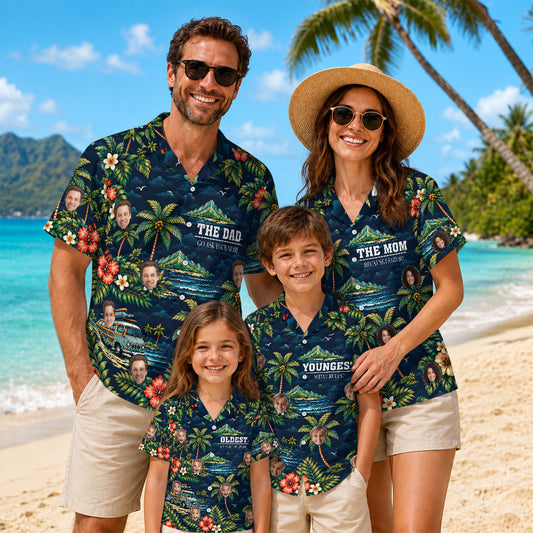 Family Rule Hawaiian Shirt Set: Dad, Mom, Oldest, Youngest, Middle