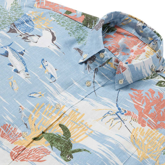 Florida Keys Dusty Blue Hawaiian Shirt