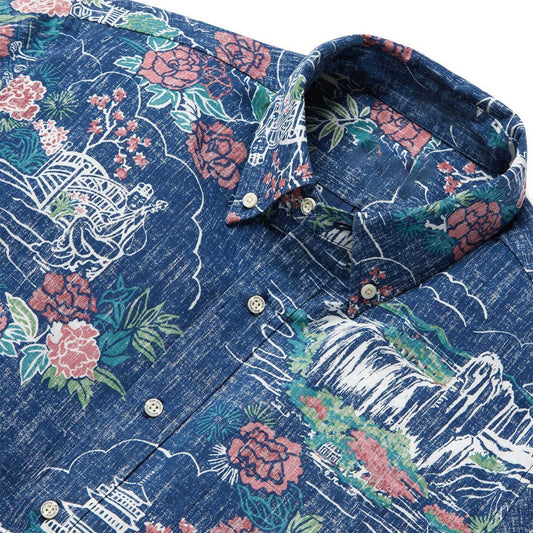 Forbidden Gardens Navy Hawaiian Shirt