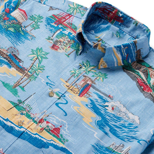 Golden Coast Dusk Blue Hawaiian Shirt