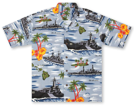 Gray U.S. Battleships Hawaiian Shirt
