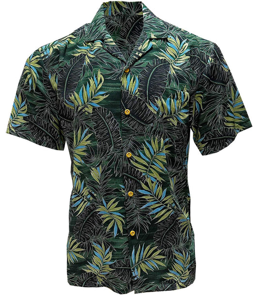 Green Midnight Palm Hawaiian Shirt