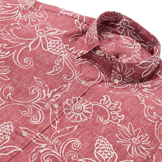 Hawaiian Gardenias Faded Ginger Hawaiian Shirt