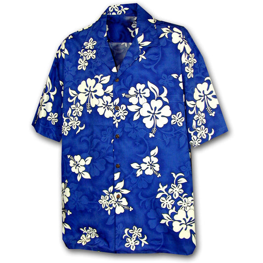 Hibiscus Blue Hawaiian Shirt