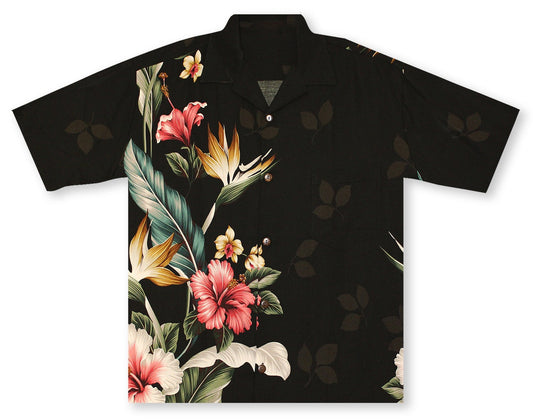 Hibiscus Paradise Black Hawaiian Shirt