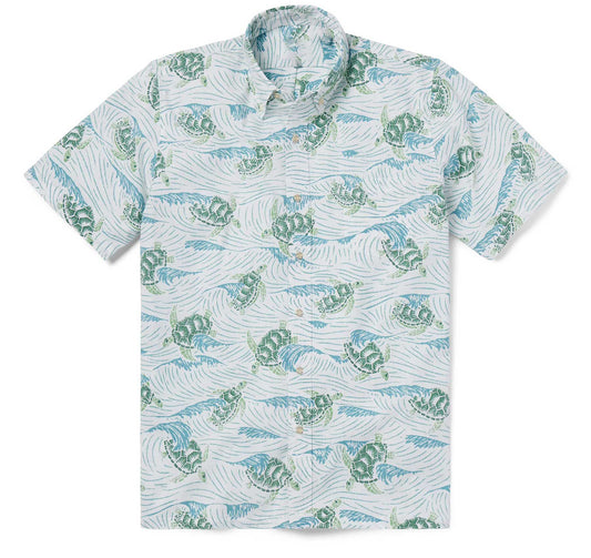 Honu 'Aukai White Hawaiian Shirt