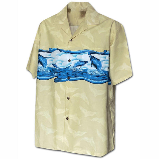 Humpback Whale Khaki Hawaiian Shirt