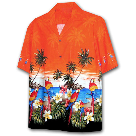 Island Birds Orange Hawaiian Shirt