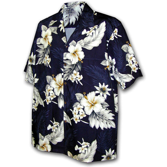 Island Florals Navy Hawaiian Shirt