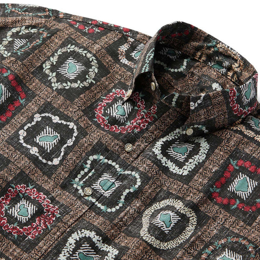 Island Lei Black Hawaiian Shirt