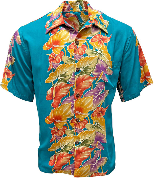 Lagoon Retro Anthurium Panel Hawaiian Shirt