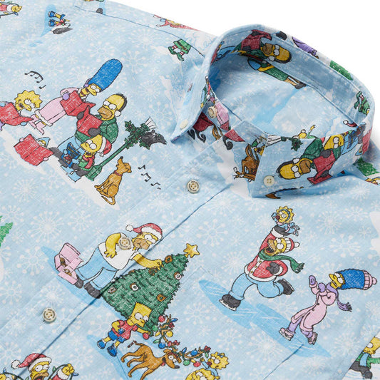 Light Blue Simpsons Greetings Hawaiian Shirt