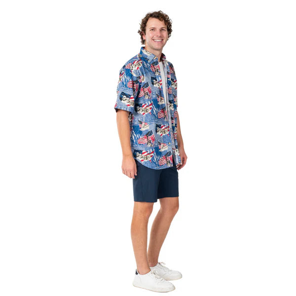 Men's Patriots Legacy Button Down Hawaiian Shirt