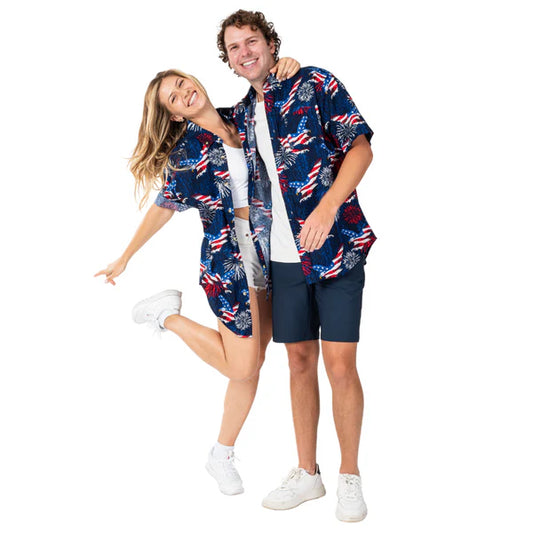 Men's Star-Spangled Celebration Button Down Hawaiian Shirt