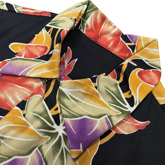 Midnight Retro Anthurium Panel Hawaiian Shirt