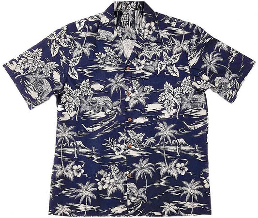 Navy Love Shack Hawaiian Shirt