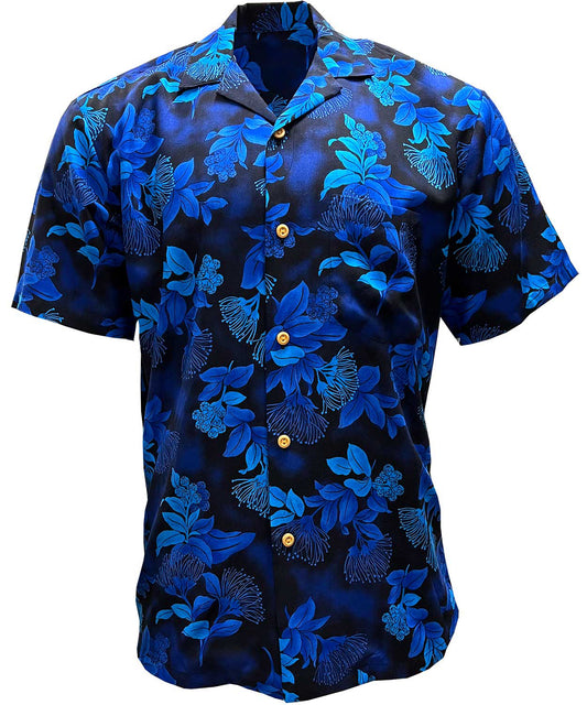 Navy Ohia Hawaiian Shirt