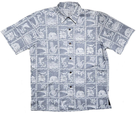 Navy Reverse Pineapple Shack Hawaiian Shirt